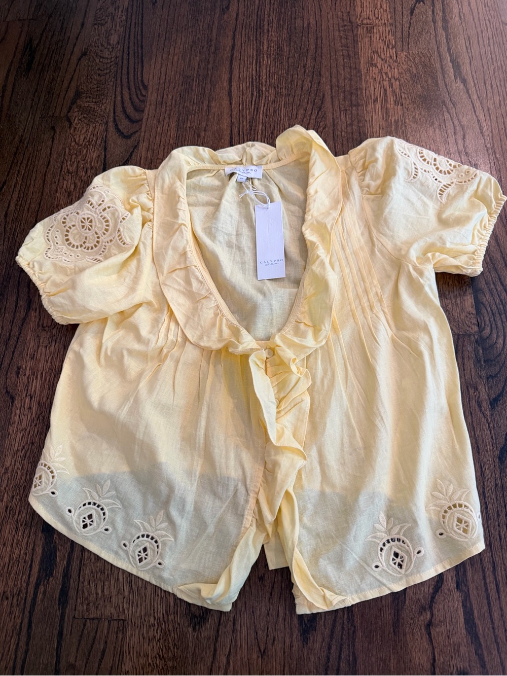 Yellow Ruffle Front Top - Lightweight Shirt
